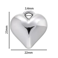 Vista dettagliata del ciondolo a cuore argento con dimensioni 23 mm altezza e 22 mm larghezza - Ciondolo a Cuore (Bianco K05)