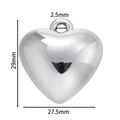 Dettaglio del ciondolo a cuore argento con dimensioni 27,5 mm di larghezza e 29 mm di altezza - Ciondolo a Cuore (Bianco K08)