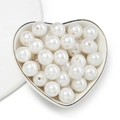 Polished white ABS imitation pearls with holes for DIY jewelry and crafts in heart dish - Off White / 5mm(Approx. 100 Pieces)