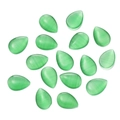 Macro shot of green teardrop faux cat-eye glass cabochons with vertical light band - 3x5mm / Deep Green 20 Pieces