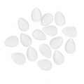 Macro detail of white drop-shaped cat eye glass cabochons with smooth matte finish - 3x5mm / White 20 Pieces
