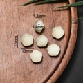 Detailed macro view of 13mm light green rose-shaped beads with precise dimensions shown - Style 09 Light Green Rose (12*13mm)