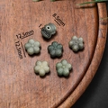 Detailed macro view of 12.5mm lotus carved bodhi root beads for DIY jewelry making - Style 10 Gray Green Plum (12.5*12.5mm)
