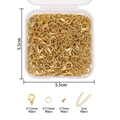 Kit creazione gioielli DIY con chiusure a moschettone dorate e anelli in scatola chiara - Kit Accessori per Gioielli Fai-da-Te Quadrato a Scomparto Singolo / 5.5x5.5x2cm / Oro