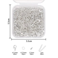 Set fai-da-te per gioielli in argento con chiusure a moschettone e anellini aperti - Kit Accessori per Gioielli Fai-da-Te Quadrato a Scomparto Singolo / 5.5x5.5x2cm / Argento
