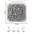 Kit fai-da-te per gioielli con chiusure a moschettone, anellini e catene in scatola - Kit Accessori per Gioielli Fai-da-Te Quadrato a Scomparto Singolo / 5.5x5.5x2cm / K bianco