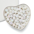 Macro di perle in acrilico bianco cangiante con finitura AB in ciotola a cuore - Bianco solido