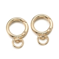 Close-up of golden zinc alloy spring O-rings with 360-degree rotating D-ring hardware - Gold (KC)