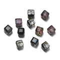 Macro shot of 6mm iridescent faceted glass cube beads for DIY jewelry making - 10pcs/Pack / Black Purple