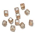 Macro shot of 6mm champagne faceted glass cube beads for DIY jewelry making - 10pcs/Pack / Champagne