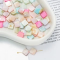 Macro view of colorful square shell beads in a ceramic bowl for DIY jewelry making - Square Flat Bead Style (AC4106) / 1 Strand (approx. 36 pcs, 8.5x9mm)