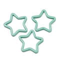 Close-up of mint green star-shaped metal key rings for DIY bag accessories - 5 Pieces/Pack (Approx. 3x33.5x35mm) / Lake Green
