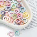 Pastel mixed color marble resin bead accessories for DIY jewelry in a white tray - Hollow Ring Style (AC4106) / 1 Strand (approx. 26 pcs, 15.5x15.5mm)