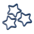 Detailed view of three navy blue star-shaped metal keychains for DIY crafts and bags - 5 Pieces/Pack (Approx. 3x33.5x35mm) / Dark Blue