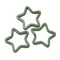 Three green star-shaped metal keyrings with painted finish for DIY bag accessories - 5 Pieces/Pack (Approx. 3x33.5x35mm) / Dark Green