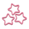 Macro detail of three pink star-shaped metal split key rings for DIY crafts and keychains - 5 Pieces/Pack (Approx. 3x33.5x35mm) / Deep Pink