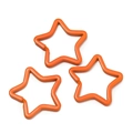 Close-up of three orange star-shaped painted metal keyrings for DIY accessories - 5 Pieces/Pack (Approx. 3x33.5x35mm) / Orange