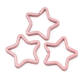 Close-up of three pink star-shaped metal key rings for DIY bag and doll accessories - 5 Pieces/Pack (Approx. 3x33.5x35mm) / Pink