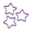 Three light purple star-shaped metal keychains with smooth lacquered finish for DIY bags - 5 Pieces/Pack (Approx. 3x33.5x35mm) / Purple