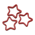 Close-up of three red star-shaped metal split rings for DIY keychain accessories - 5 Pieces/Pack (Approx. 3x33.5x35mm) / Red