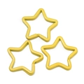 Close-up of three yellow star-shaped metal keychains for DIY bag and doll accessories - 5 Pieces/Pack (Approx. 3x33.5x35mm) / Yellow