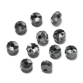 Detailed view of black multifaceted rondelle glass crystal beads for jewelry making - 10 Pcs/Pack 4.5*7.5mm/Hole 1.2mm/Approx 6g / Silver