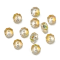 Macro view of champagne gold faceted glass crystal rondelle beads for jewelry DIY - 10 Pcs/Pack 4.5*7.5mm/Hole 1.2mm/Approx 6g / Yellow