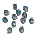 Macro shot of 6x7mm faceted crystal teardrop beads with iridescent AB color coating - 6x7mm (10 Pieces/Pack, Approx. 4g) / Cyan