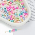 Colorful cylindrical shell-textured beads for DIY craft and handmade phone chains - Barrel Shaped Tube Bead Style 05 (AC4105) / 1 Strand (approx. 77 pcs, 5x5mm)