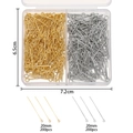 400pcs gold and silver 20mm eye pins DIY jewelry kit in a transparent storage case - 2-Grid Copper Eye Pin Set / 6.5x7.2cm / Gold White K