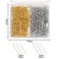 Set fai-da-te per gioielli con 400 spilli da 20mm in oro e argento in custodia - Set di Perni a Testa Piatta in Rame a 2 Scomparti / 6.5x7.2cm / Oro Bianco K