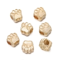 Golden animal paw large hole spacer bead for DIY jewelry making and charm bracelets - Paw Print Shape (Style 3) / 5 Pieces/Pack (10.5x10.5mm/Hole 4.3mm) / Gold
