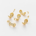 Detailed view of five gold-plated shell-shaped jewelry end clasps for DIY necklace making - Shell Shape / 20 Pieces (5x10mm) / 18K Gold