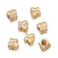 Perles papillon dorées avec surface texturée pour la création de bijoux DIY - Papillon Simple (Style 14) / 10 Pièces/Paquet (10x11mm/Trou 4,6mm) / Or