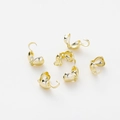 Lot de 5 fermoirs en forme de cœur en cuivre plaqué or 18 carats pour bijoux DIY - 20 Pcs/Paquet (5x10mm/Ouverture 1mm) / Plaqué Or 14K