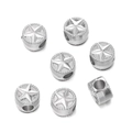 Perles CCB argentées à large trou avec motif étoile pour création de bracelets DIY - Perle à Motif Étoile (Style 1) / 5 Pièces/Paquet (10mm/Trou 4,3mm) / Argent