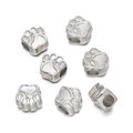 Perles d'espacement en métal argenté à motif patte d'animal pour bijoux DIY - Forme de Patte (Style 3) / 10 Pièces/Paquet (10,5x10,5mm/Trou 4,8mm) / Argent