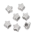 Perles d'espacement argentées en forme d'étoile avec détails en relief pour bijoux DIY - Forme d'Étoile à Cinq Branches (Style 6) / 5 Pièces/Paquet (11,5x12mm/Trou 4,7mm) / Argent