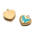 Pendente a cuore dorato con farfalla in smalto blu per creazione gioielli DIY - 09 Cuore Farfalla Blu