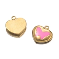 Ciondolo a cuore dorato con farfalla in smalto rosa per la creazione di gioielli - 09 Cuore Farfalla Rosa