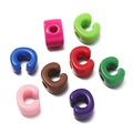 Macro shot of colorful acrylic open rings for DIY jewelry making and bead crafts - Letter C / 10 Pieces Pack / Colorful