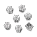 Perles d'espacement CCB fleur argentée avec grands trous pour bijoux DIY et bracelets - Fleur à Six Pétales (Style 10) / 10 Pièces/Paquet (9x10,5mm/Trou 4,7mm) / Argent
