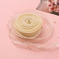 Macro-opname van 4cm breed crèmekleurig chiffon lint voor DIY en cadeauverpakking - 1m/Pak Niet Opgerold Ongeveer 5g / Visstaart Garen Lint-Schelp Beige
