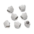 Perles d'espacement couronne en CCB argenté à grands trous pour bracelets DIY - Forme de Couronne (Style 11) / 10 Pièces/Paquet (10x11mm/Trou 4,7mm) / Argent