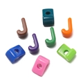 Macro shot of colorful acrylic J-shaped hooks for DIY jewelry and shoe charm accessories - Letter J / 10 Pieces Pack / Colorful