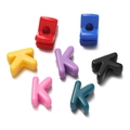 Detailed top view of colorful large-hole acrylic K-letter beads for DIY jewelry making - Letter K / 10 Pieces Pack / Colorful