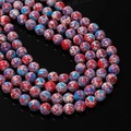 Makroaufnahme bunter kaiserlicher Türkisperlen mit Marmortexter für DIY-Schmuckherstellung - 6.5mm (ca. 64 Perlen) / Rot Blau Violett
