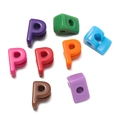 Macro view of colorful letter P acrylic beads with large holes for DIY jewelry making - Letter P / 10 Pieces Pack / Colorful