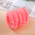 Close-up of pink coral fleece plush strip with soft texture for DIY craft headband - Fluorescent Pink