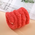 Macro detail of dense 2cm coral plush pipe cleaner with flexible internal aluminum wire - Watermelon red